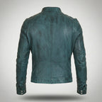 Men’s Distressed Cafe Racer Leather Jacket – Vintage Biker Motorcycle Jacket