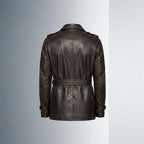 Men’s Double Breasted Lamb Leather Belted Waist Coat
