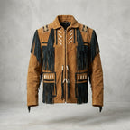 Men’s Cowboy Western Fringed Brown Leather Jacket