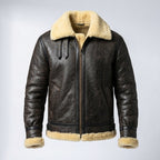 Men’s Dark Brown B3 Military Shearling Bomber Jacket – Premium Aviator Flight Coat