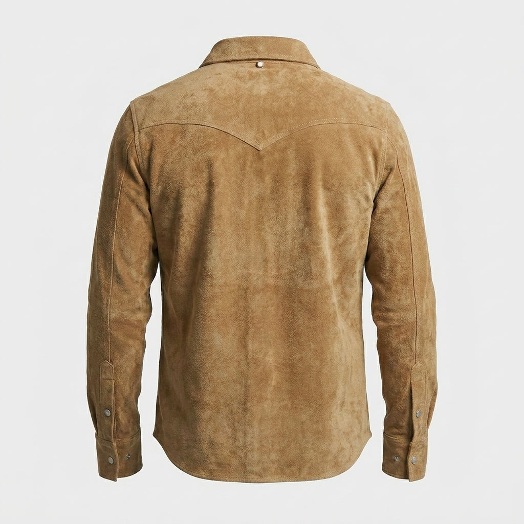 Men’s Tan Suede Western Shirt Jacket – Cowboy Style Heritage Shirt