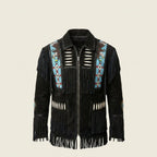 Men’s Western Black Cowboy Leather Jacket – Vintage Biker Style Coat