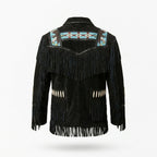 Men’s Western Black Cowboy Leather Jacket – Vintage Biker Style Coat