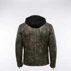 Men’s Gatsby Distressed Brown Leather Jacket – Quilted Shoulder Cafe Racer Jacket