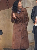 Jessica Grundle Clay face 2026 Brown Trench Coat