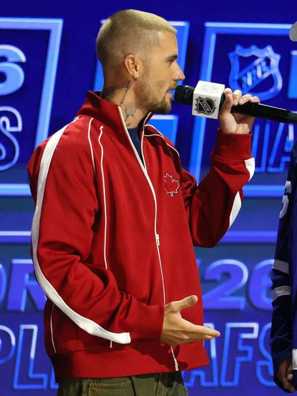 Justin Bieber 2026 Red Track Jacket