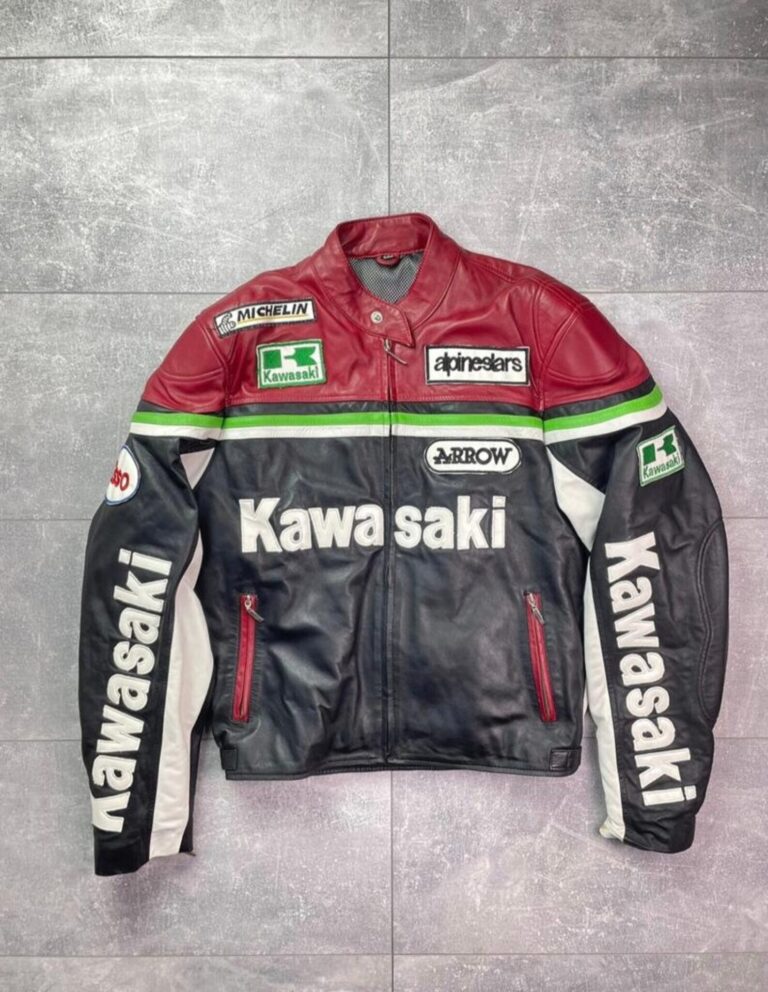 Trending Cowhide Kawasaki Motorcycle Racing Leather Jacket