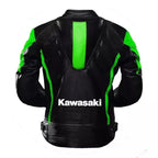Kawasaki Ninja Black Green Racing Motorcycle Cowhide Leather Jacket