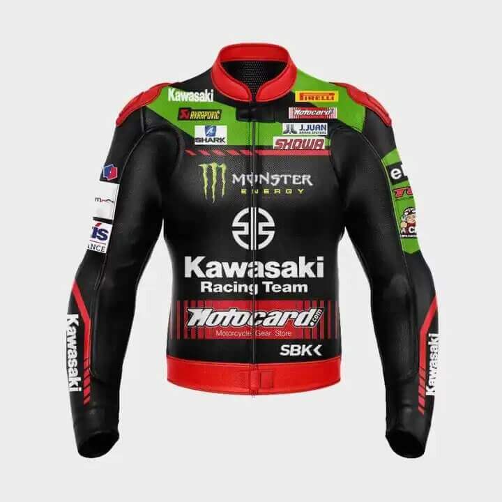 Kawasaki Ninja Motorcycle Racing Cowhide Leather Jacket
