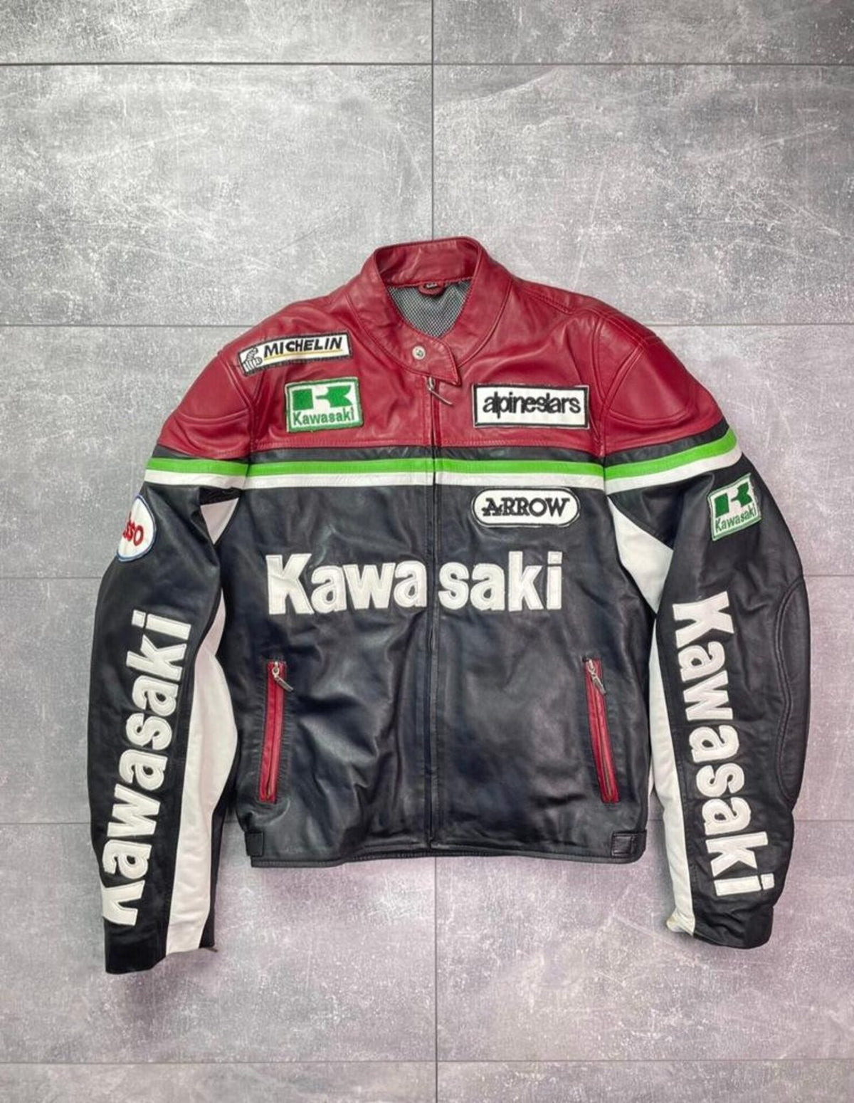 Trending Cowhide Kawasaki Motorcycle Racing Leather Jacket