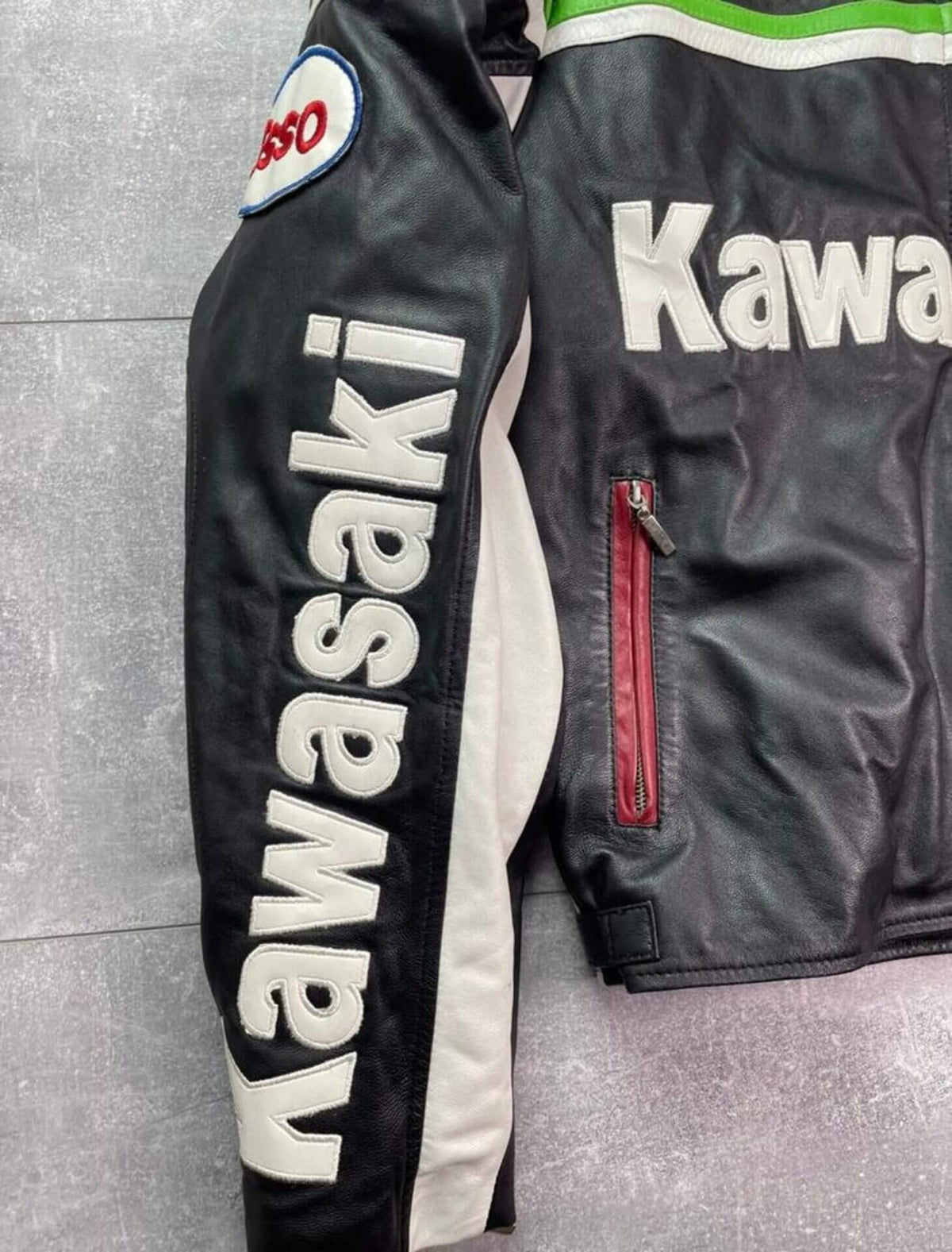 Kawasaki Alphinestars Motorcycle Racing Cowhide Leather Jacket