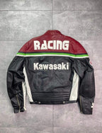Kawasaki Alphinestars Motorcycle Racing Cowhide Leather Jacket