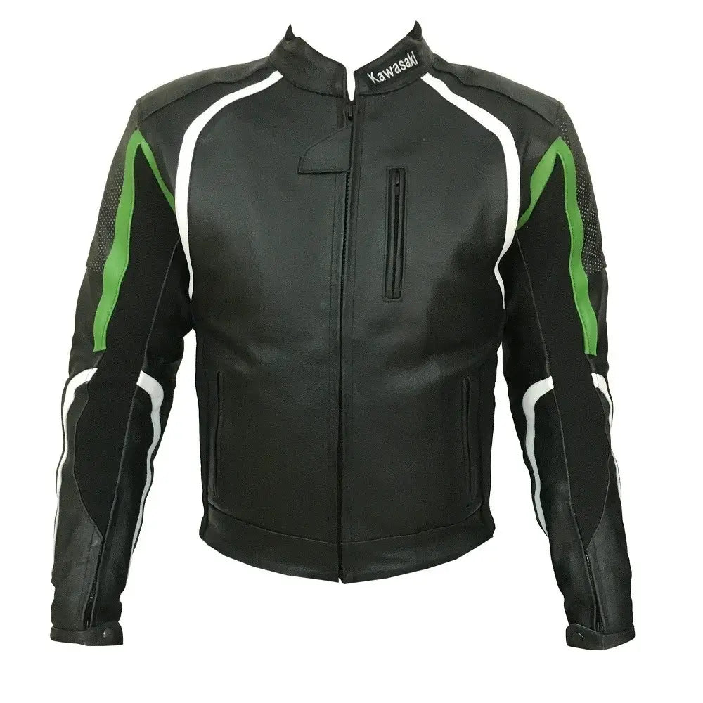 Kawasaki Motorcycle Black Racing Leather Jacket