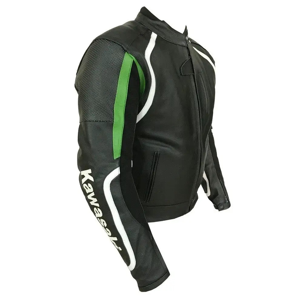 Kawasaki Motorcycle Black Racing Leather Jacket