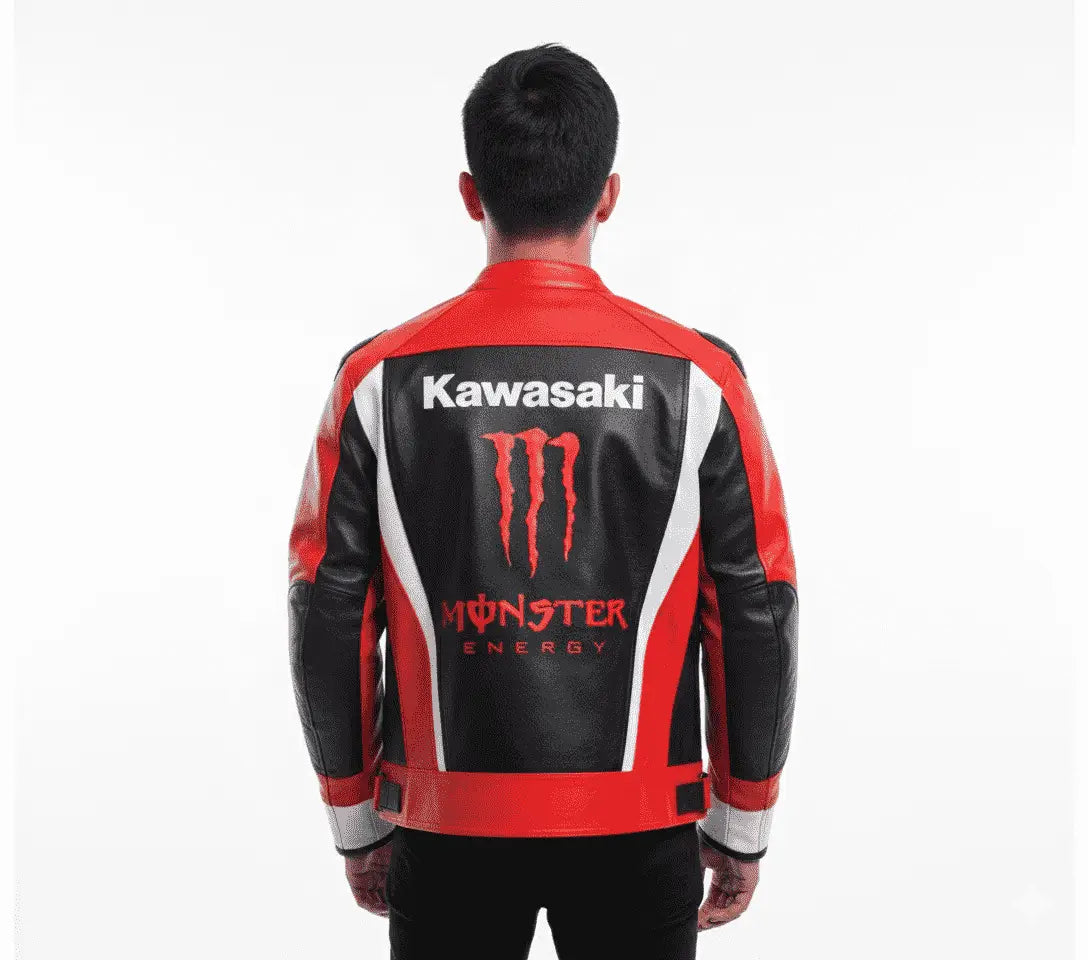 Kawasaki Motorcycle Riding Gear Cowhide Leather Biker Jackets