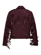 Kendall Jenner Suede Leather Striped Jacket