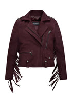 Kendall Jenner Suede Leather Striped Jacket