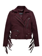 Kendall Jenner Suede Leather Striped Jacket