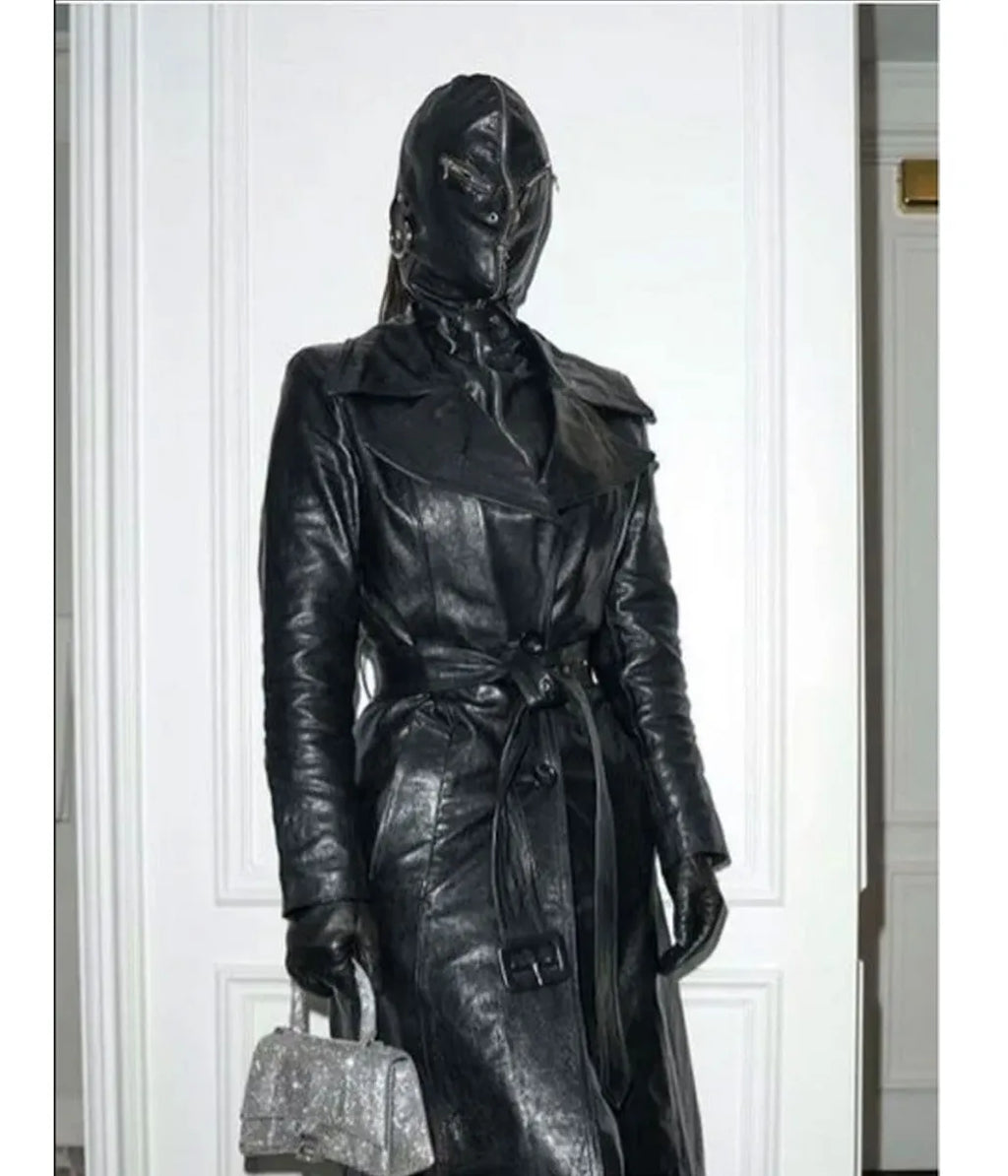 Kim Kardashian Met Gala Halloween Leather Costume Coat