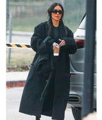 Kim Kardashian Saint’s Soccer Game Black Faux Fur Coat
