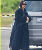 Kim Kardashian Saint’s Soccer Game Black Faux Fur Coat