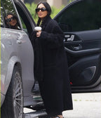 Kim Kardashian Saint’s Soccer Game Black Faux Fur Coat