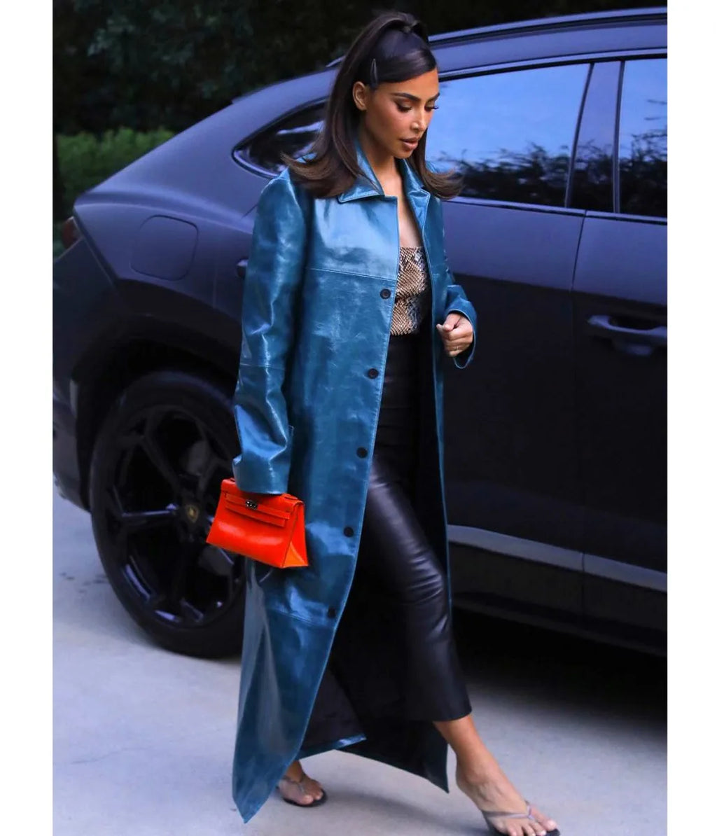 Kim Kardashian Street Wear Blue Coat