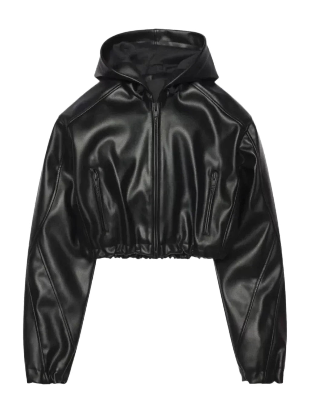 Kylie Jenner Cropped Black Leather Jacket