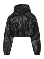 Kylie Jenner Cropped Black Leather Jacket