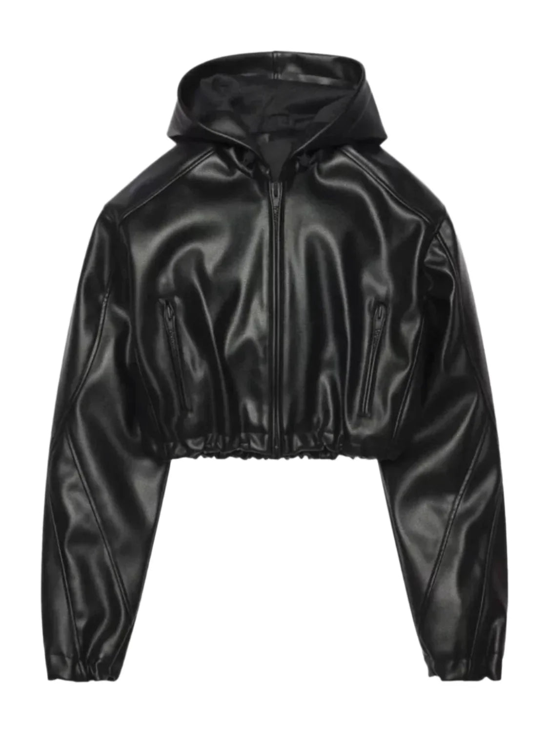 Kylie Jenner Cropped Black Leather Jacket