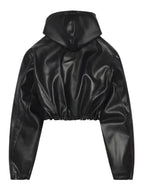 Kylie Jenner Cropped Black Leather Jacket
