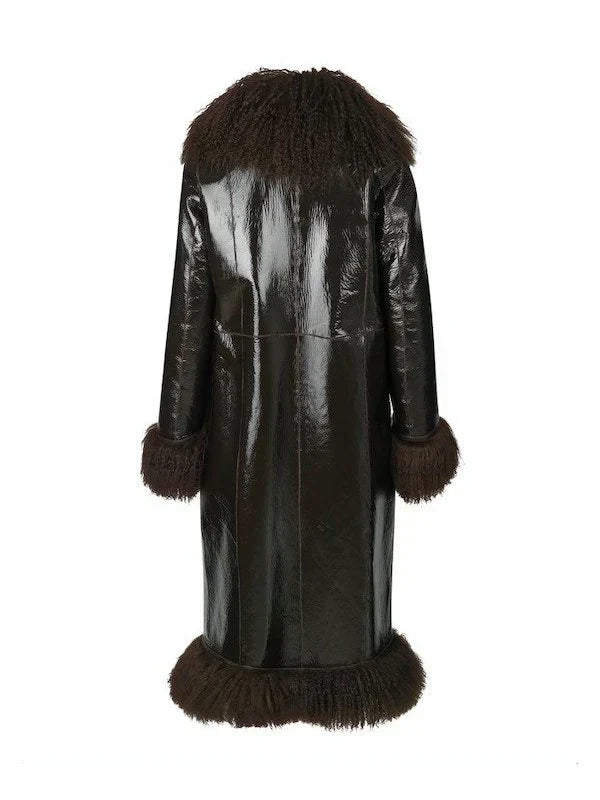 Kylie Jenner Dark Brown Shearling Coat
