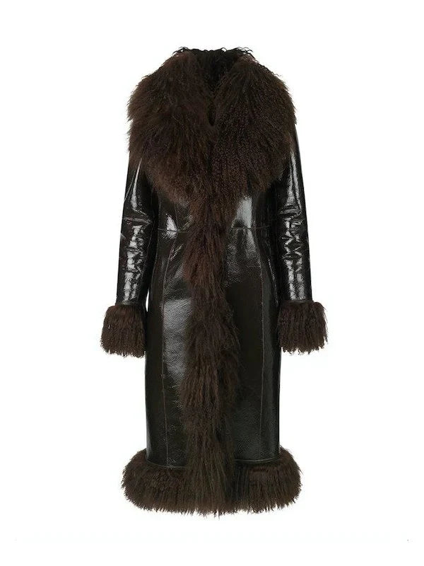 Kylie Jenner Dark Brown Shearling Coat