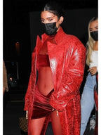 Kylie Jenner LA Red Trench Coat