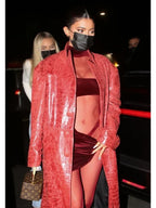 Kylie Jenner LA Red Trench Coat