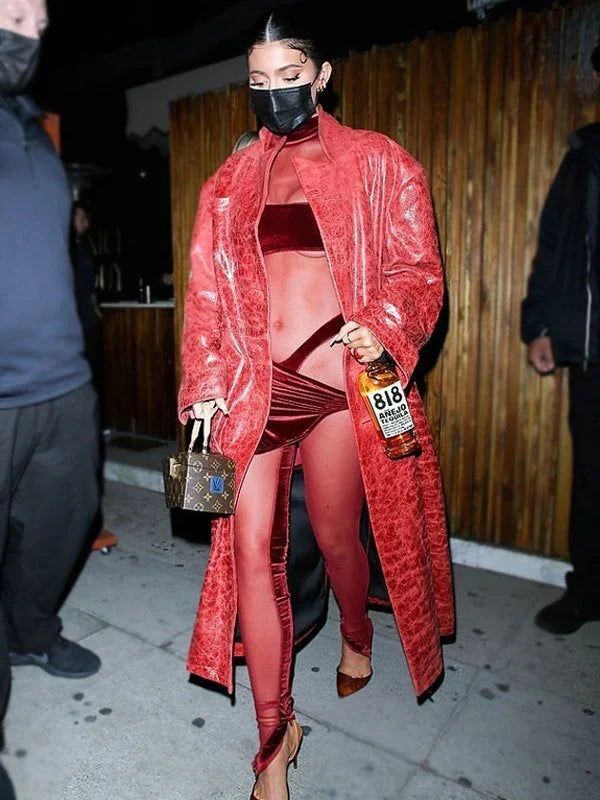 Kylie Jenner LA Red Trench Coat