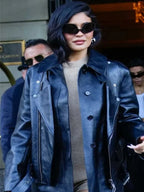 Kylie Jenner Street Style Casual Leather Jacket