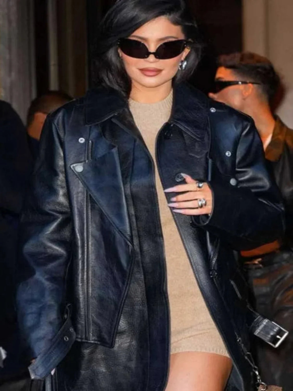 Kylie Jenner Street Style Casual Leather Jacket