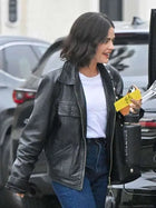 Lucy Hale 2025 Black Leather Jacket