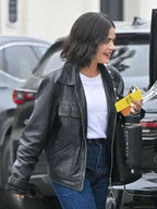 Lucy Hale 2025 Black Leather Jacket