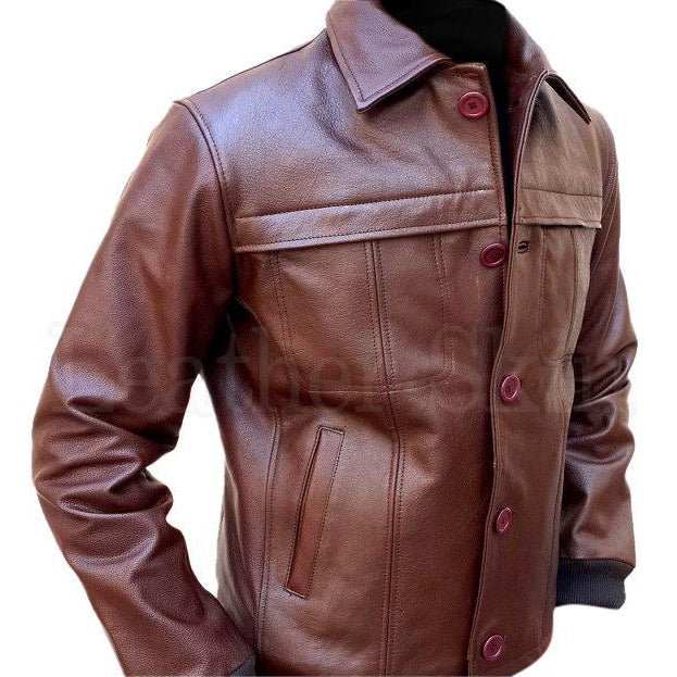 Leather Skin Men Brown Classic Biker Motorcycle Genuine Leather Jacket