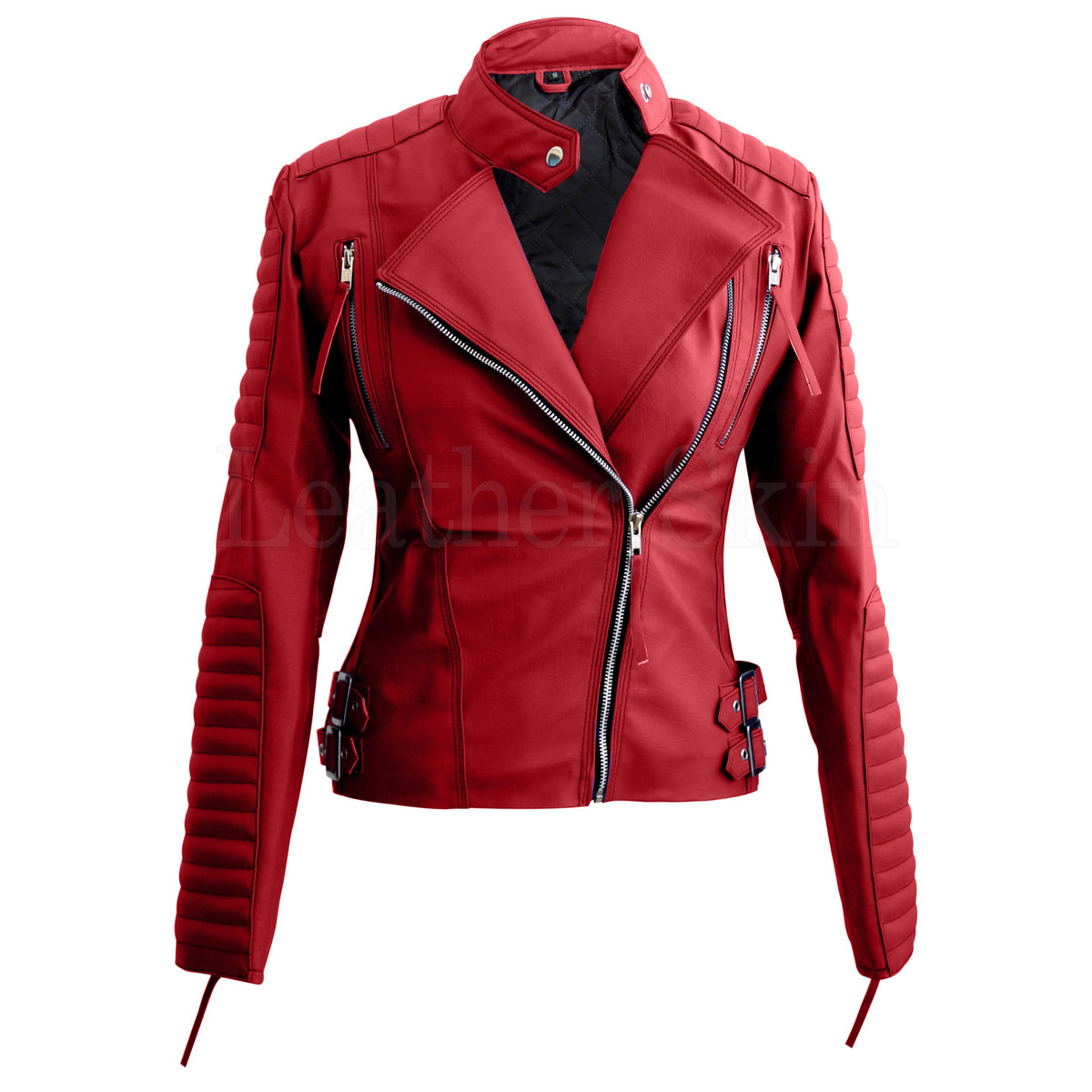 Leather Skin Red Women Ladies Brando Style Synthetic Leather Jacket