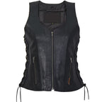 Ladies Side Lace Zip Up Hot Leathers Leather Vest
