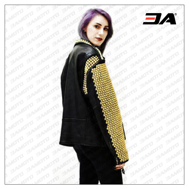 Ladies Fashion Studded Punk Rock Leather Jacket SJW115