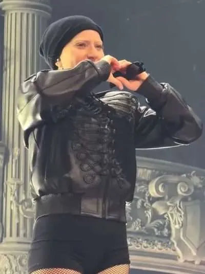 Lady Gaga 2025 Concert Black Leather Jacket