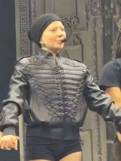 Lady Gaga 2025 Concert Black Leather Jacket