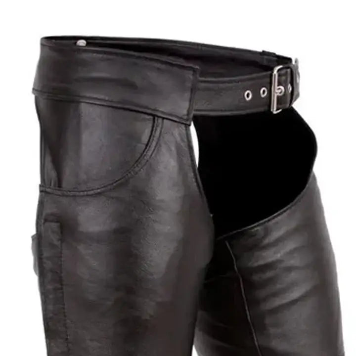 Leather Biker Chaps for Women Belt View