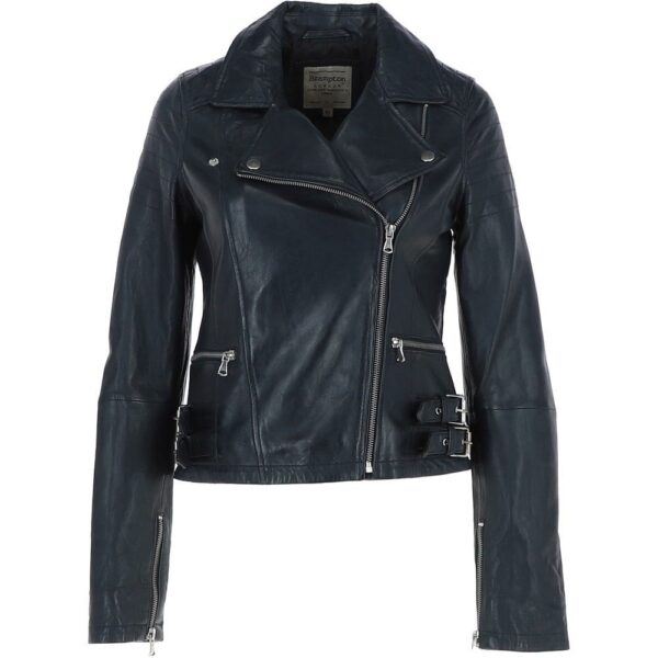 Leather Biker Jacket Navy