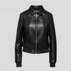 Black Women Aviator Sheepskin Shearling Motorbike  Leather Bomber Jacket