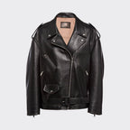 Black Women's Lambskin Leather Biker Jacket